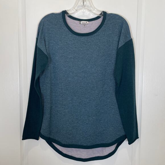 Smartwool Shadow Pine Colorblock Sweater Blue Donegal Raglan Heathered M - Picture 2 of 5